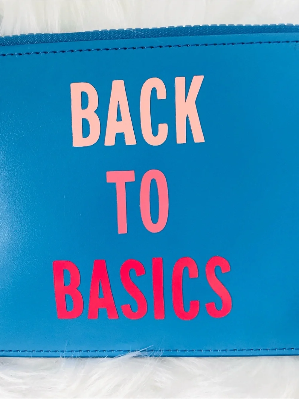 Kate Spade Back to Basics Blue Zip Pencil Pouch Case Desk Organization